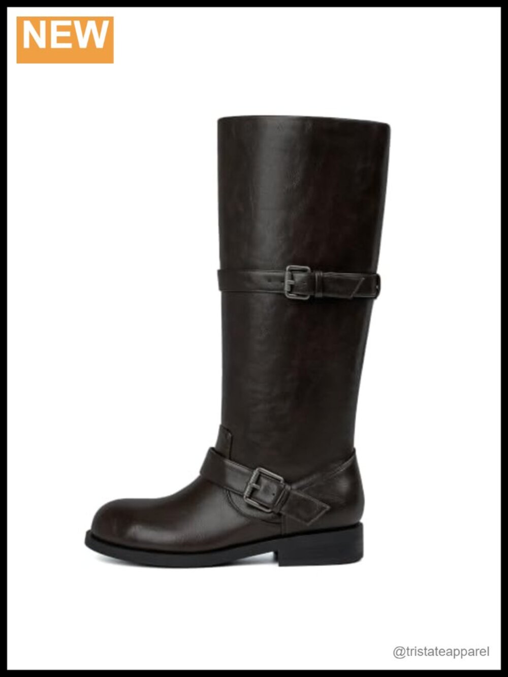 Knee High Boots for Women Vintage Flat Riding Tall Boots Faux Leather Double